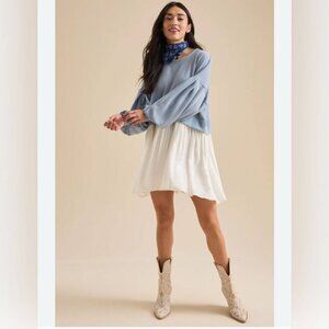 Altar'd State Oversized Mixed Media Powder Blue "Nina" Sweatshirt Dress XS